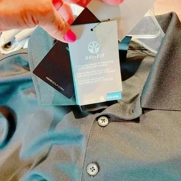 Men’s Nike Short Sleeve Dri-Fit Stay Cool Dark Gray Polo Golf Shirt GEA SZ XXL - Picture 6 of 7